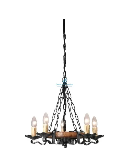 Philips 07617/05/54 Johnson 5x40w e14 madera hierro ip20 suspensión